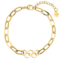 PULSERA AROS OLIMPICOS CADENA GOLD